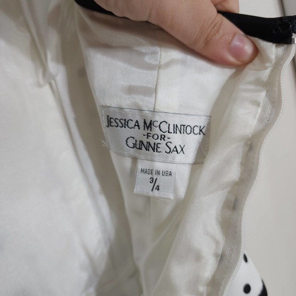 Jessica Mcclintock Gunne Sax Dress White Polka Dot Tea Corset Evening Gown Vtg 4 - Picture 8 of 10